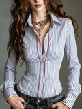 Camisa de botones con rayas finas