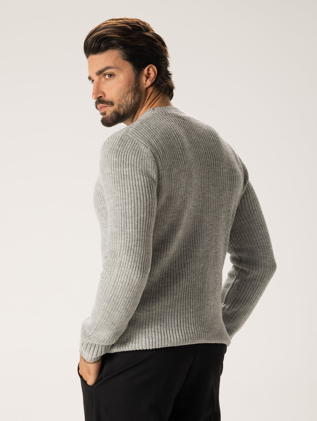 Jersey largo de punto color gris