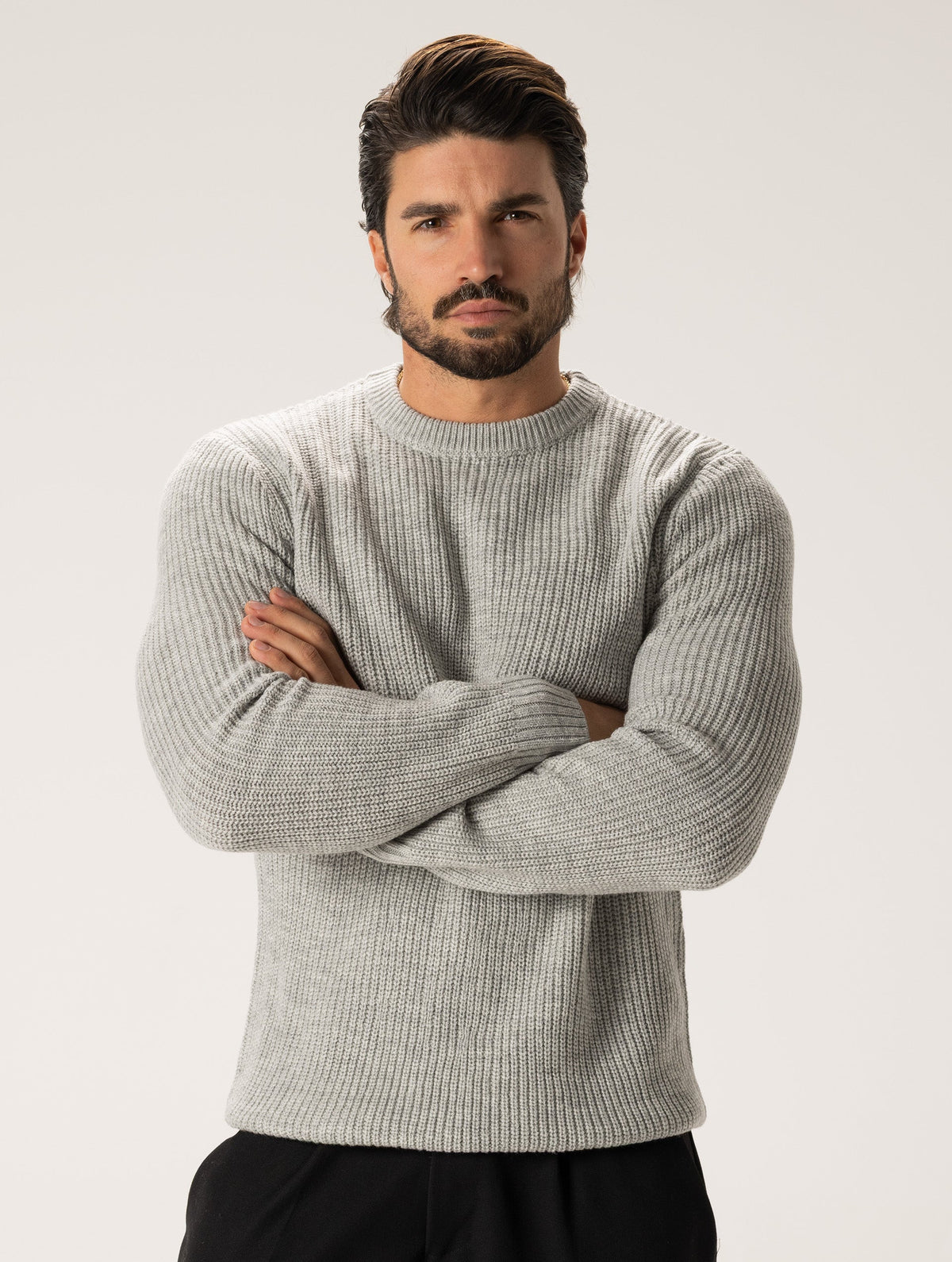 Jersey largo de punto color gris