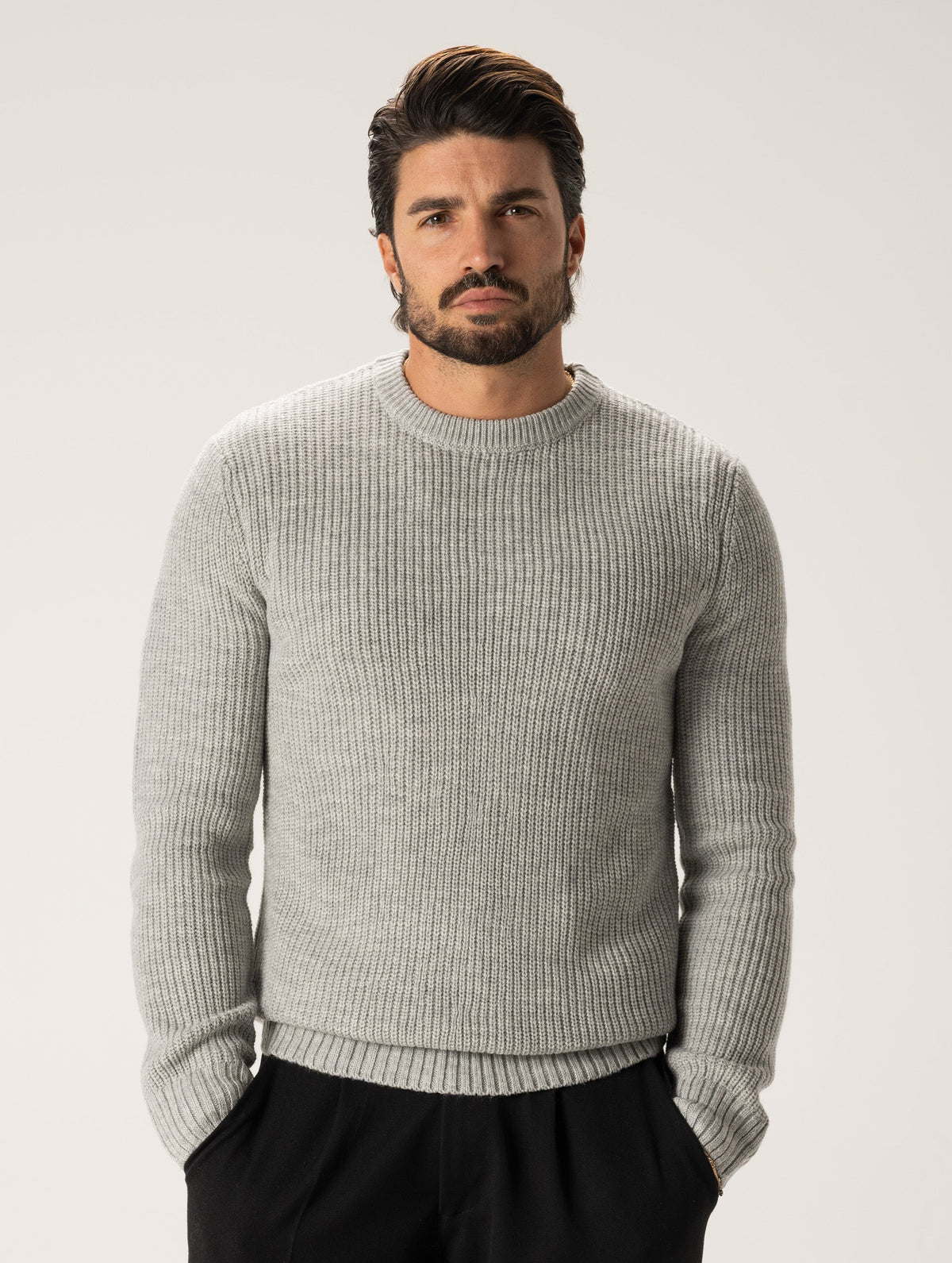 Jersey largo de punto color gris