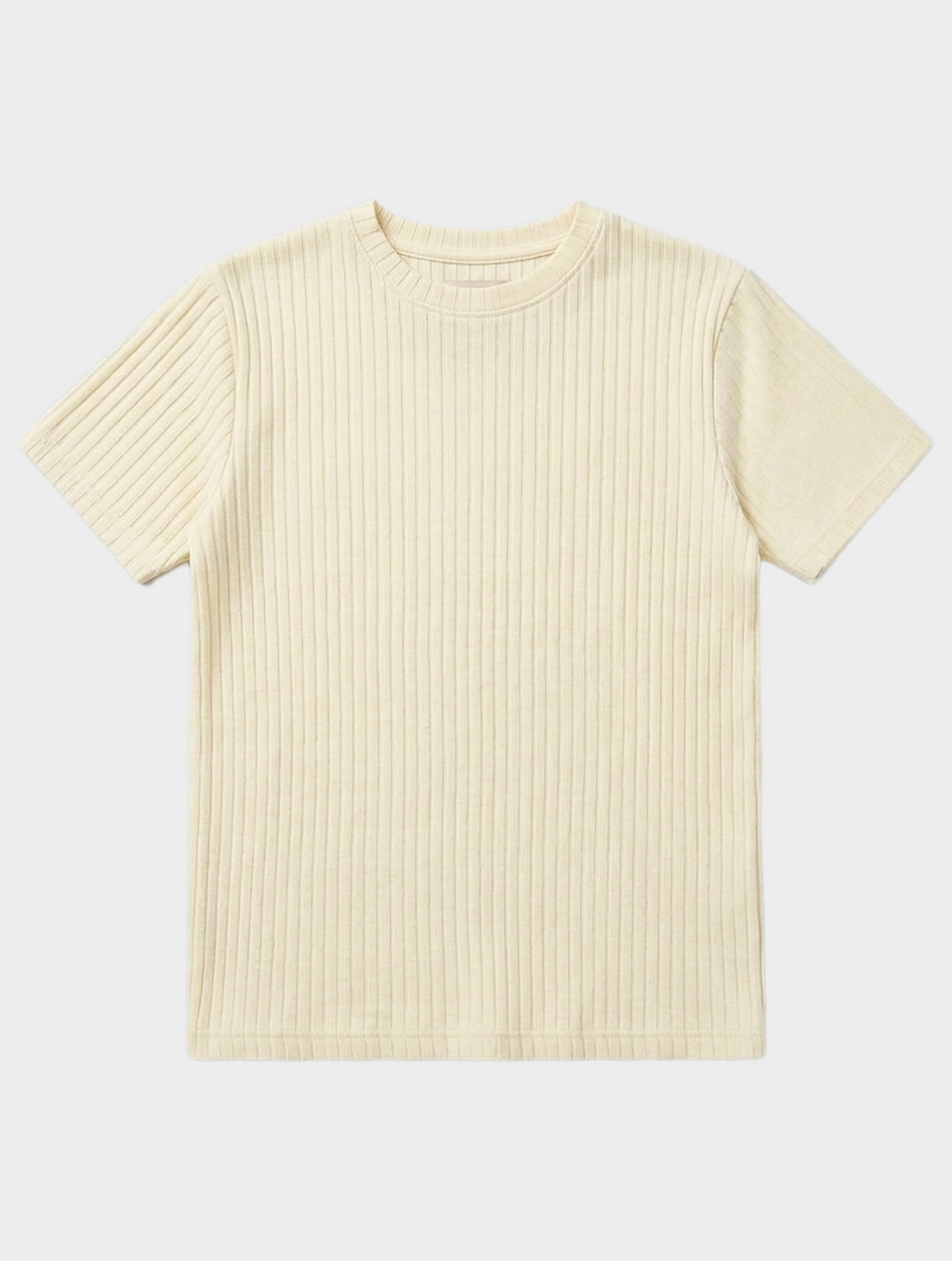 Camiseta corta de punto color crema